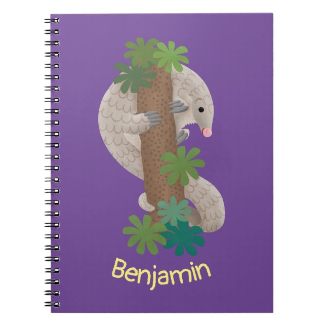 Pangolin i Cute lycklig, anteater-illustration Anteckningsbok (Framsidan)