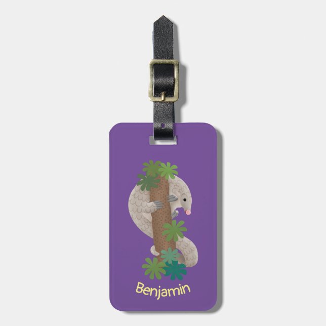 Pangolin i Cute lycklig, anteater-illustration Bagagebricka (Vertikal Framsida)