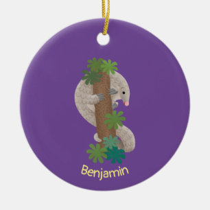 Pangolin i Cute lycklig, anteater-illustration Julgransprydnad Keramik