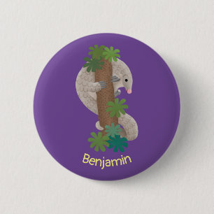 Pangolin i Cute lycklig, anteater-illustration Knapp
