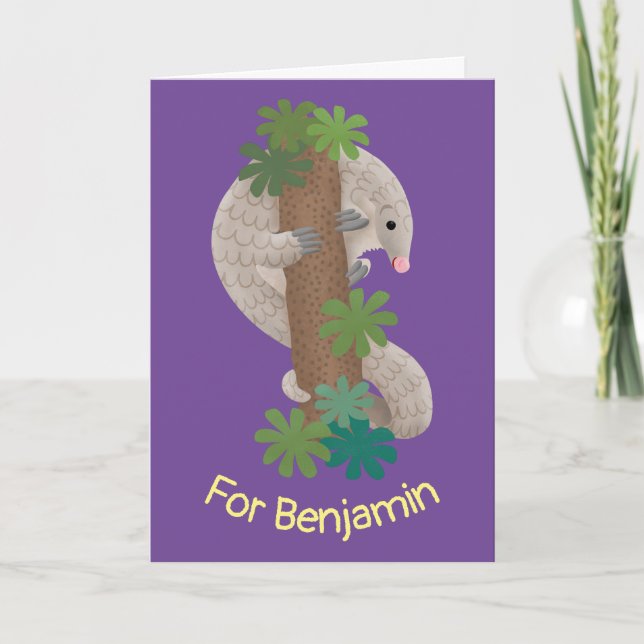 Pangolin i Cute lycklig, anteater-illustration Kort (Framsida)