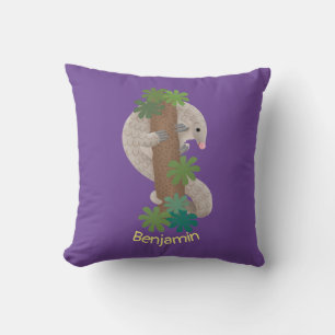 Pangolin i Cute lycklig, anteater-illustration Kudde