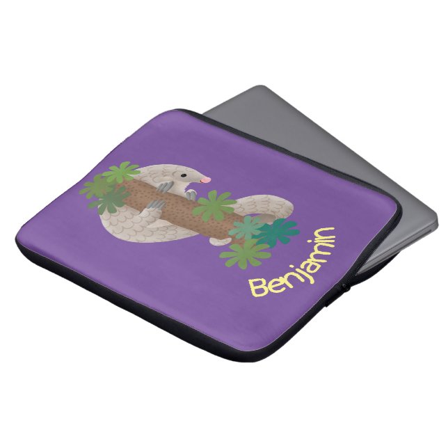 Pangolin i Cute lycklig, anteater-illustration Laptop Fodral (Framsida topp)