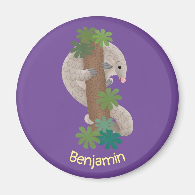 Pangolin i Cute lycklig, anteater-illustration Magnet (Framsidan)