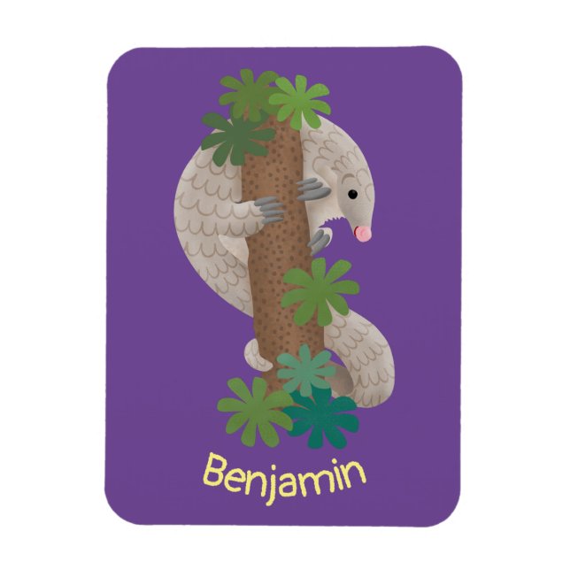 Pangolin i Cute lycklig, anteater-illustration Magnet (Vertikal)