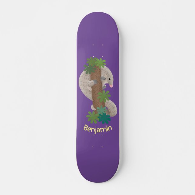 Pangolin i Cute lycklig, anteater-illustration Mini Skateboard Bräda 18,5 Cm (Framsida)