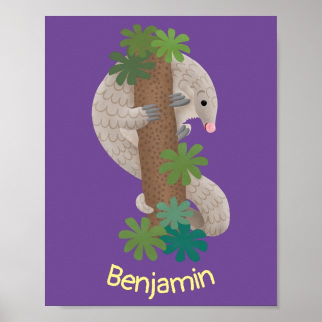 Pangolin i Cute lycklig, anteater-illustration Poster (Framsidan)