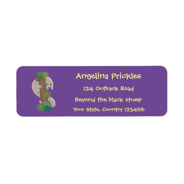 Pangolin i Cute lycklig, anteater-illustration Returadress Etikett (Framsidan)