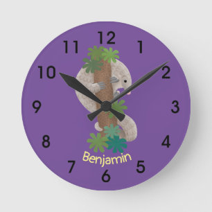 Pangolin i Cute lycklig, anteater-illustration Rund Klocka