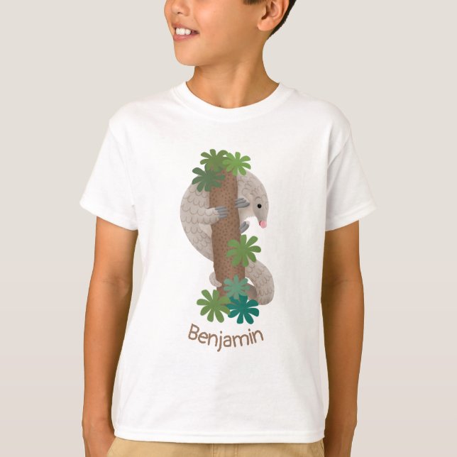 Pangolin i Cute lycklig, anteater-illustration T Shirt (Framsida)