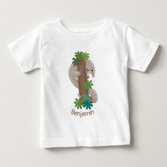 Pangolin i Cute lycklig, anteater-illustration T Shirt (Framsida)