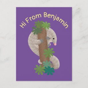 Pangolin i Cute lycklig, anteater-illustration Vykort