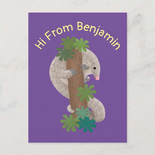 Pangolin i Cute lycklig, anteater-illustration Vykort (Framsida)