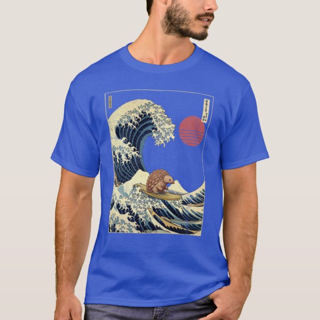 Pangolin Kanagawa Japanese Surfing Wave T Shirt (Framsida)