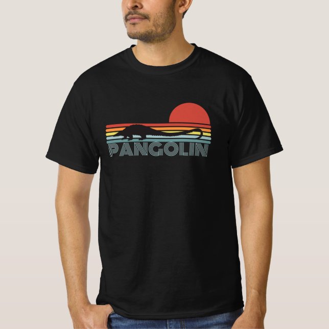 Pangolin Retro Stil T Shirt (Framsida)