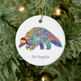 Pangolin Santa Cute Endangered Animal Julgransprydnad Keramik