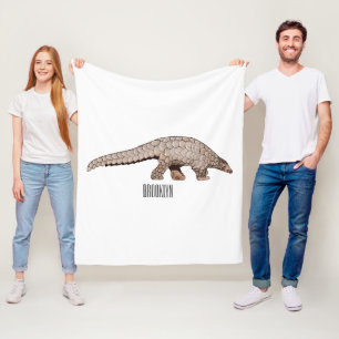 Pangolin-tecknad illustration fleecefilt