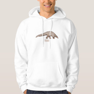 Pangolin-tecknad illustration hoodie