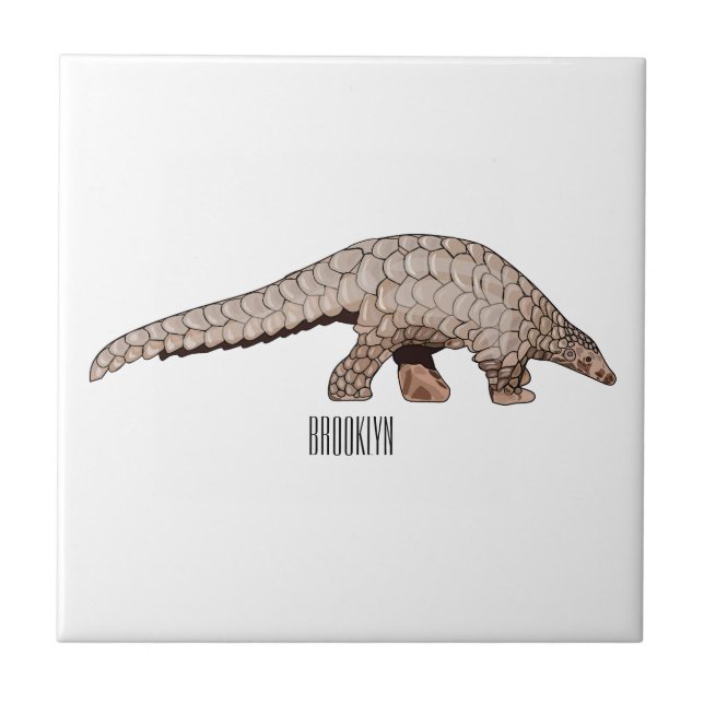 Pangolin-tecknad illustration kakelplatta (Framsidan)
