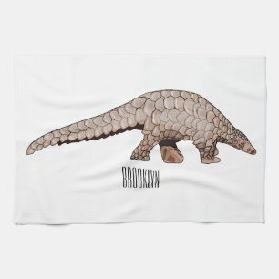 Pangolin-tecknad illustration kökshandduk