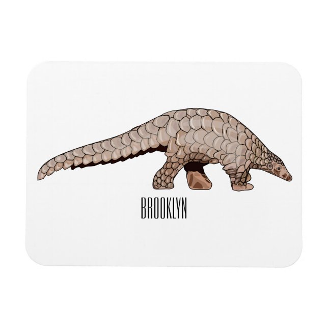 Pangolin-tecknad illustration magnet (Horisontell)