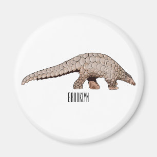 Pangolin-tecknad illustration magnet