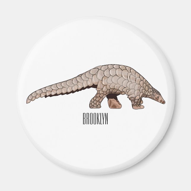 Pangolin-tecknad illustration magnet (Framsidan)