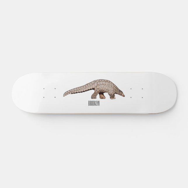 Pangolin-tecknad illustration mini skateboard bräda 18,5 cm (Horz)