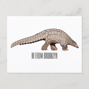 Pangolin-tecknad illustration vykort