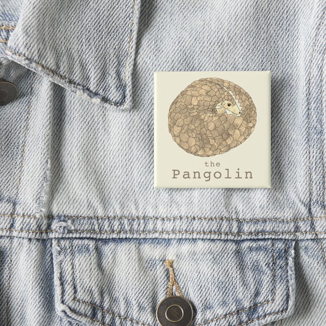 Pangolin utrotningshotade arter av vilda djur Art  Knapp (Pangolin rolled up cute endangered wild animal art button)