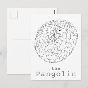 Pangolin valsad enkel teckning vykort