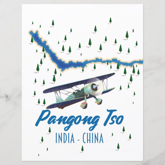Pangong Tso India China karta poster. (Framsida)