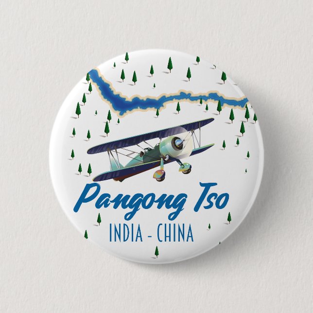 Pangong Tso India China karta poster. Knapp (Framsida)