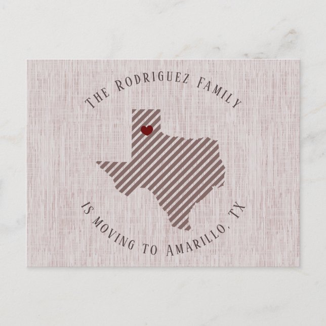 Panhandle Rose Linne och Heart Texas Flytt Meddelande Vykort (Framsida)