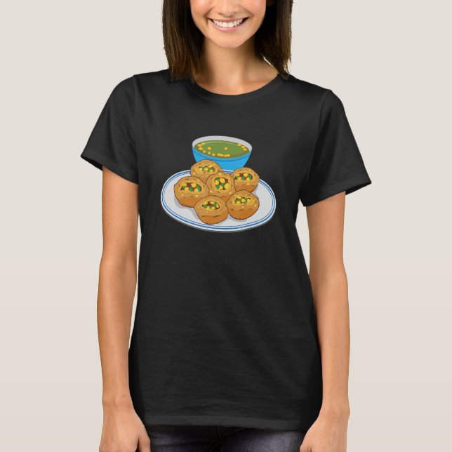 Pani Puri Gol Gappa Grönt Chutney India F T Shirt (Framsida)