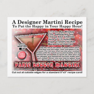 Panic Button Martini Recipe-vykort Vykort