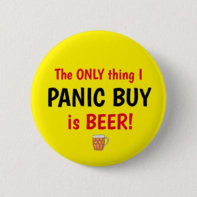 Panic Buy Beer Gult Button Knapp (Framsida)