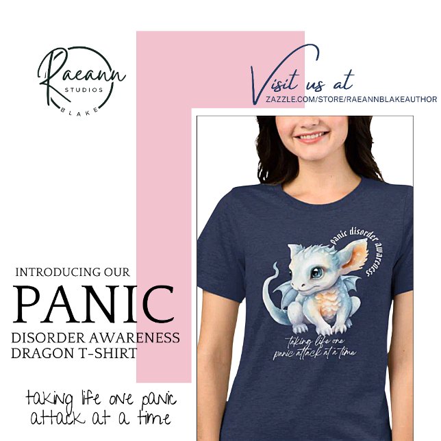 Panic Disorder Awareness Dragon WHITE LETTERING T Shirt (Skapare uppladdad)