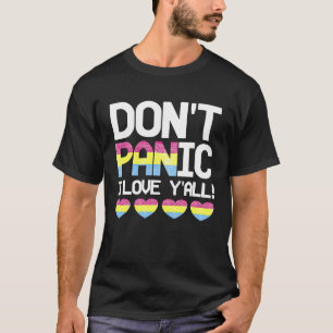 Panic I Kärlek Y'All Pansexual Heart Pan Prid T Shirt