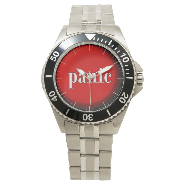 Panic-knapp Armbandsur (Framsida)