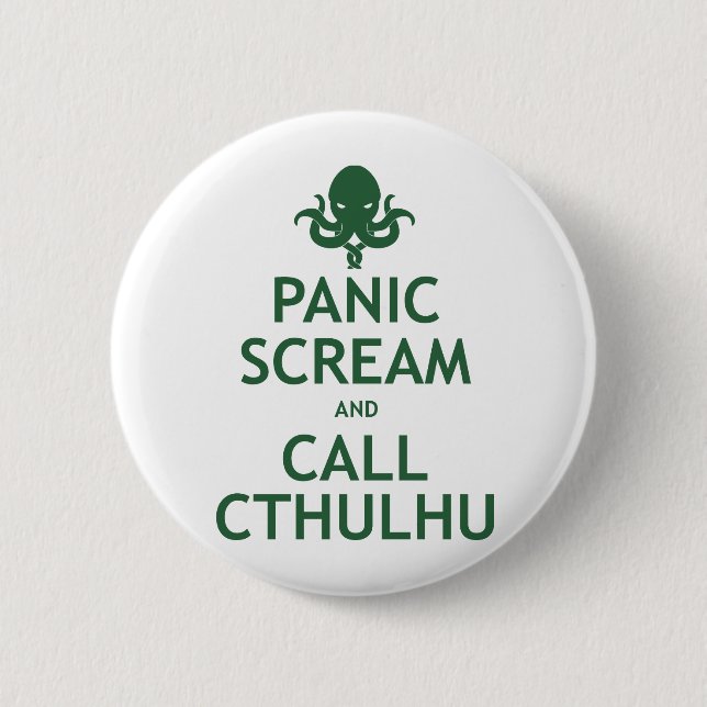 Panic Skräm och Call Cthulhu Knapp (Framsida)