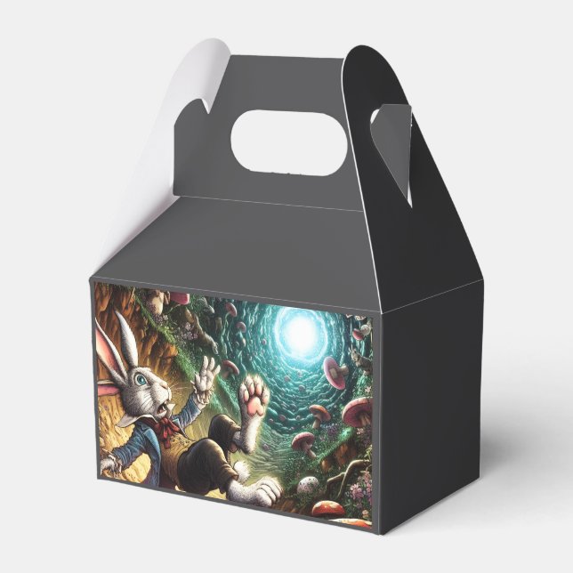 Panickad bunny som sjunker ned längs kaninen Hål Presentaskar (Framsidan Sidan)