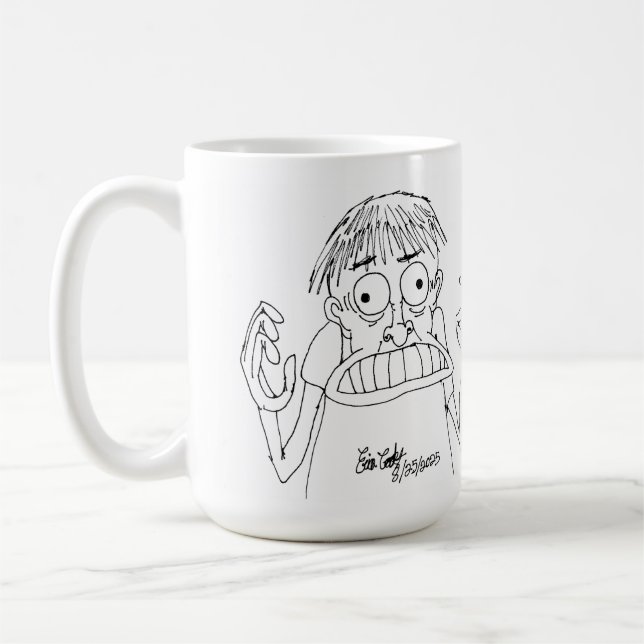 panicky cartoon character kaffemugg (Vänster)