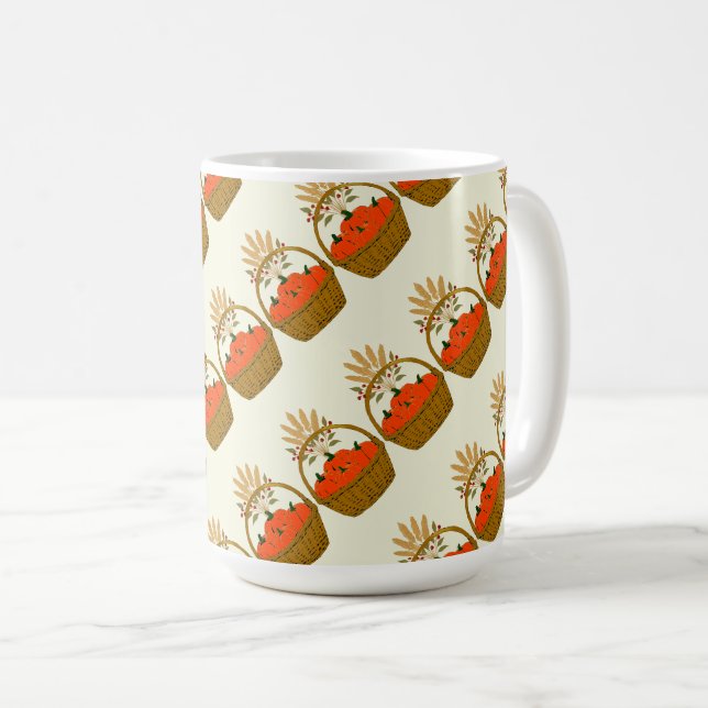 🎃 Panier de Citrouilles et Blé d'Automne Kaffemugg (Framsida höger)