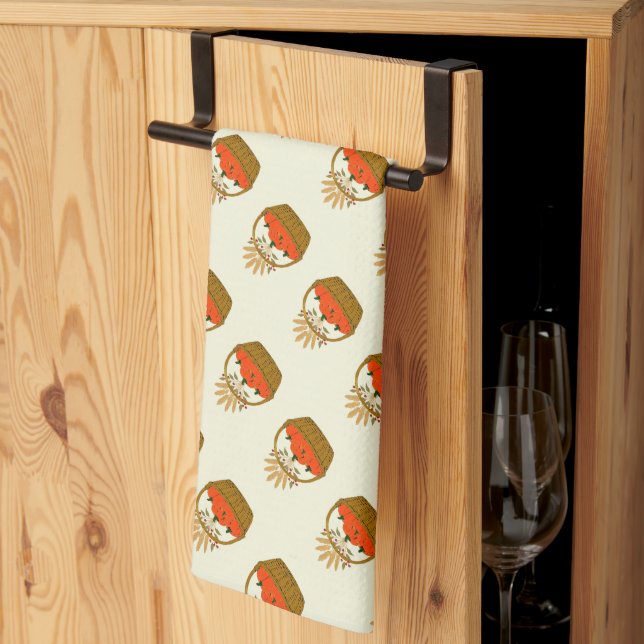 🧺 Panier de Citrouilles et Blé d'Automne Kökshandduk (Thirds Fold)