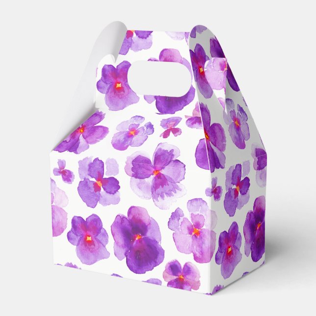 Paniserar lila vattenfärgsartikel i presentationsr presentaskar (Framsidan Sidan)