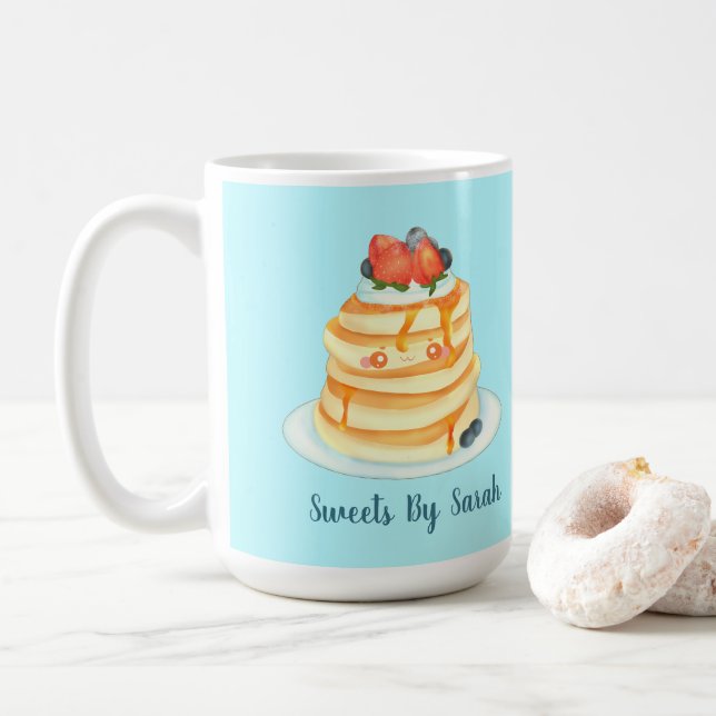 Pankor med flytande form, fruktsocker och grädde kaffemugg (Med munk)