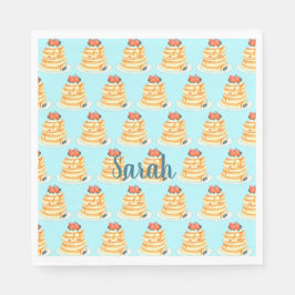 Pankor med flytande form, fruktsocker och grädde pappersservett