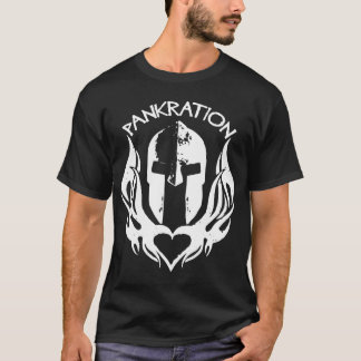 Pankration Spartan Helmet with Heart Flames T Shirt