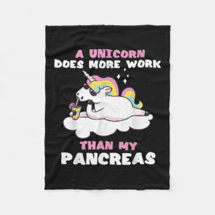 Pankreas Funny Unicorn typ 1 Diabetes Blod Fleecefilt